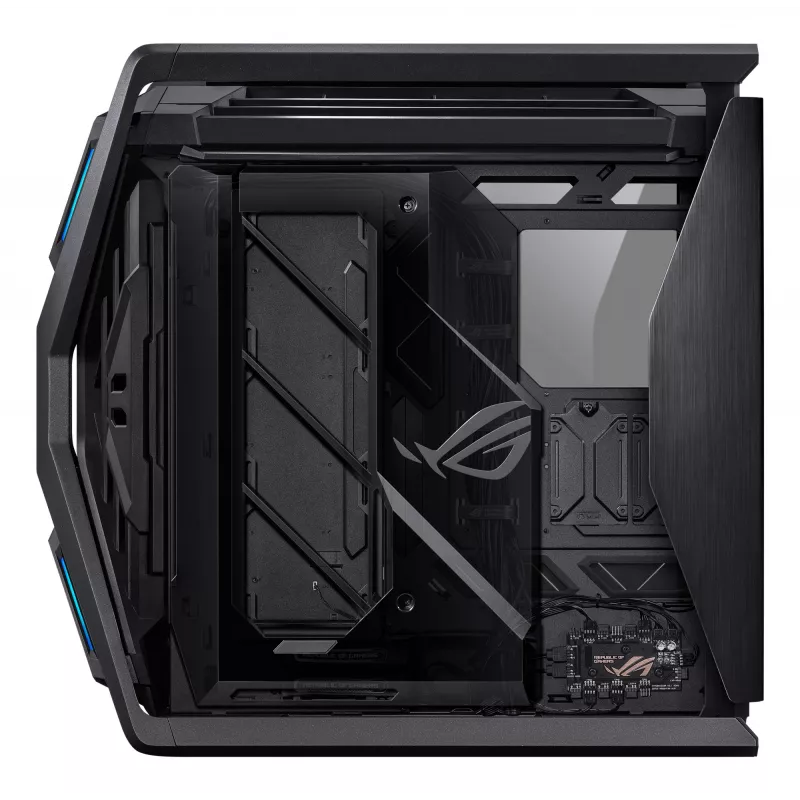 Obudowa PC ASUS ROG Hyperion GR701 BTF Edition Tower — czarna, szkło hartowane, obsługa E-ATX/ATX/microATX, GPU 46 cm, chłodnica górna 420 mm