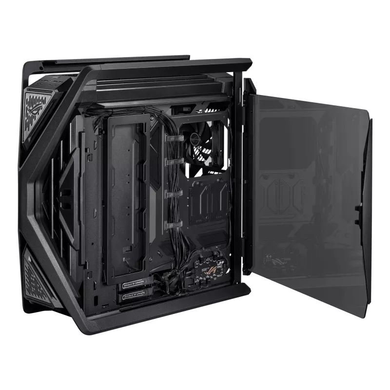 Obudowa PC ASUS ROG Hyperion GR701 BTF Edition Tower — czarna, szkło hartowane, obsługa E-ATX/ATX/microATX, GPU 46 cm, chłodnica górna 420 mm
