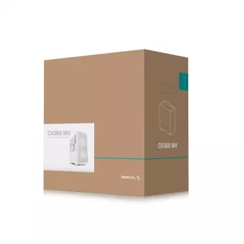 Obudowa PC DeepCool CH360 micro ATX biała — szkło hartowane, 2x140mm wentylatory przednie, USB-C, obsługuje karty graficzne do 320 mm