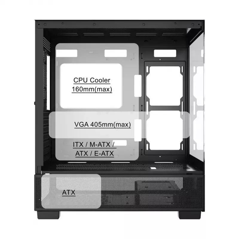 Obudowa komputerowa GEMBIRD Fornax X550, ATX, czarna