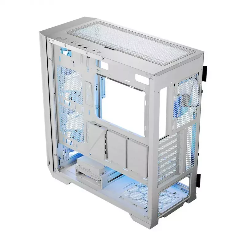 Obudowa PC MODECOM HORIZON FLOW MIDI biały — Midi-Tower, ARGB, hartowane szkło, micro ATX, USB-C, 3x140mm przód, 1x140mm tył, GPU do 400 mm, wysokość chłodzenia CPU 172 mm