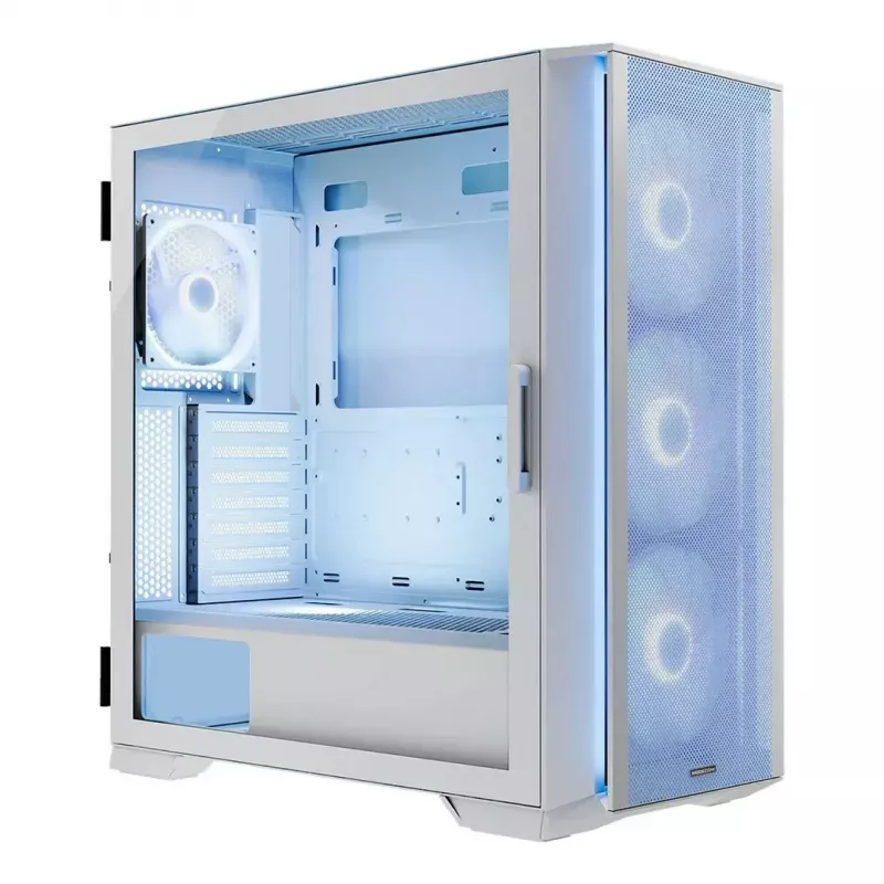 Obudowa PC MODECOM HORIZON FLOW MIDI biały — Midi-Tower, ARGB, hartowane szkło, micro ATX, USB-C, 3x140mm przód, 1x140mm tył, GPU do 400 mm, wysokość chłodzenia CPU 172 mm
