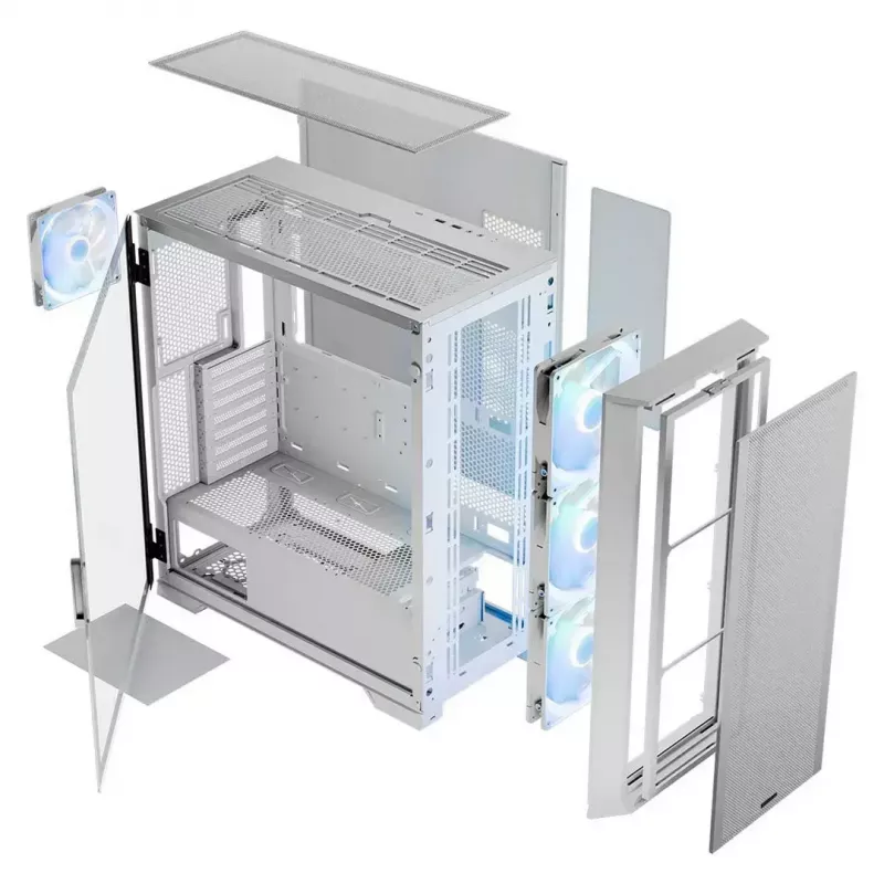 Obudowa PC MODECOM HORIZON FLOW MIDI biały — Midi-Tower, ARGB, hartowane szkło, micro ATX, USB-C, 3x140mm przód, 1x140mm tył, GPU do 400 mm, wysokość chłodzenia CPU 172 mm