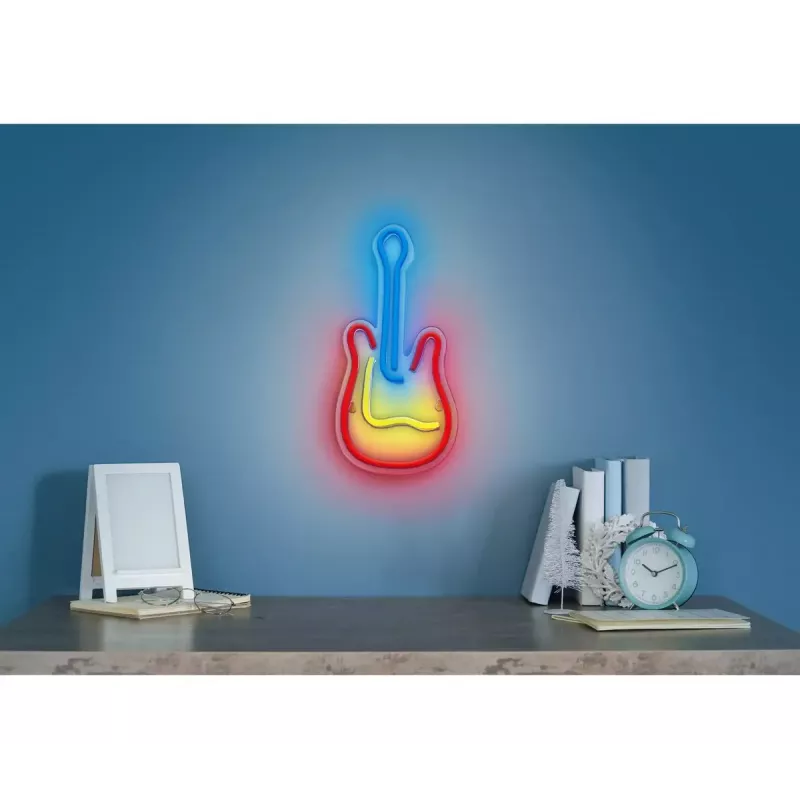 Lampa neonowa LED ActiveJet AJE-NEON GUITAR wielokolorowa USB 5V, 240×176×20 mm, montaż natynkowy
