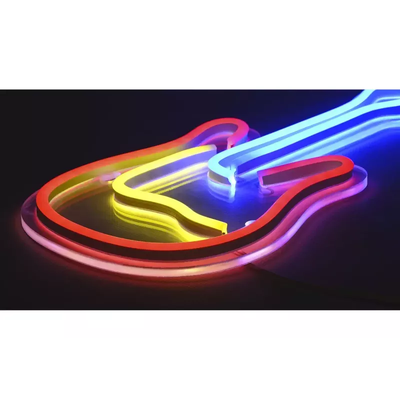 Lampa neonowa LED ActiveJet AJE-NEON GUITAR wielokolorowa USB 5V, 240×176×20 mm, montaż natynkowy