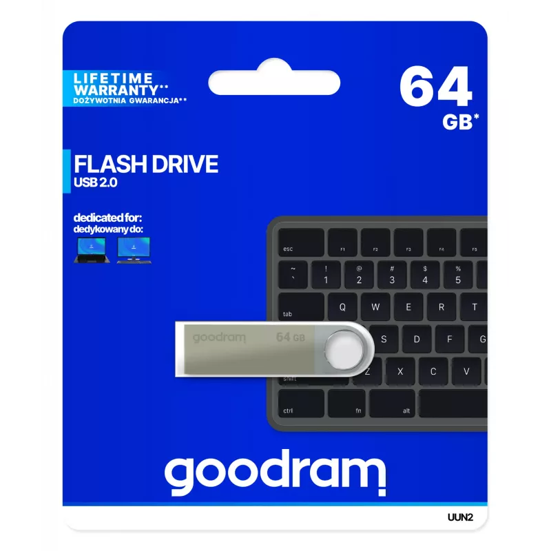 Pendrive Goodram UUN2 64 GB USB Typ-A 2.0 Srebrny