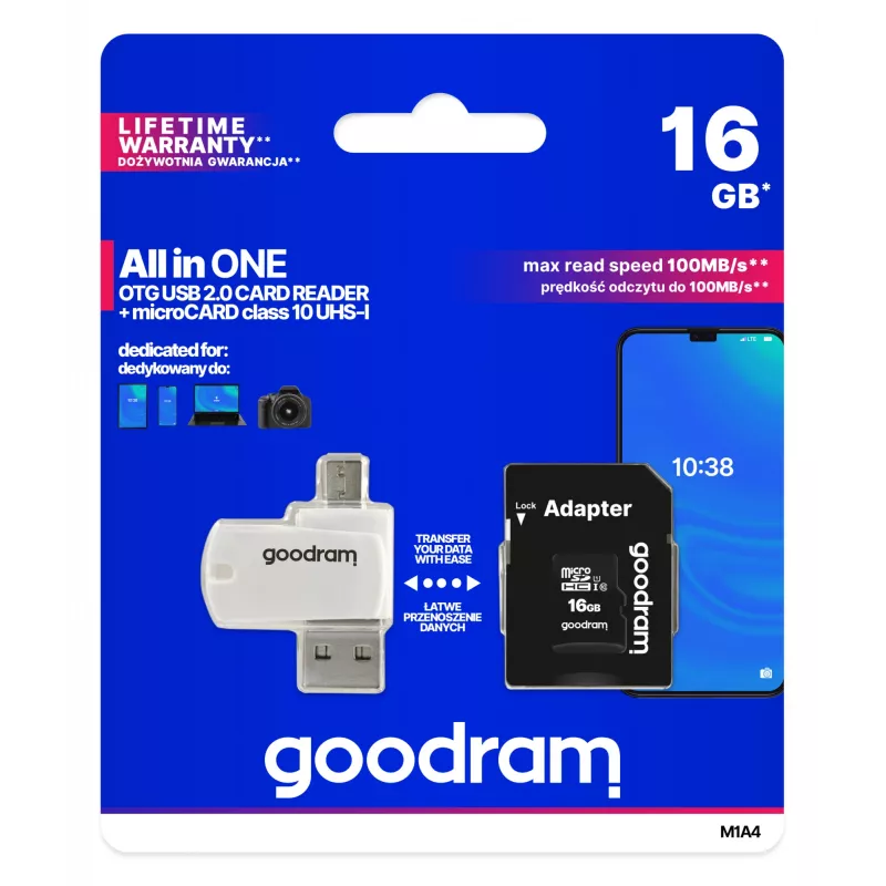 Goodram M1A4 All in One 16 GB MicroSDHC UHS-I Class 10