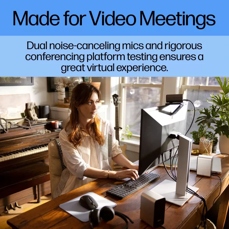 HP 960 4K Streaming Webcam, 8 MP, 3840 x 2160 pikseli, 4K Ultra HD, 30 fps, 5x, Dom