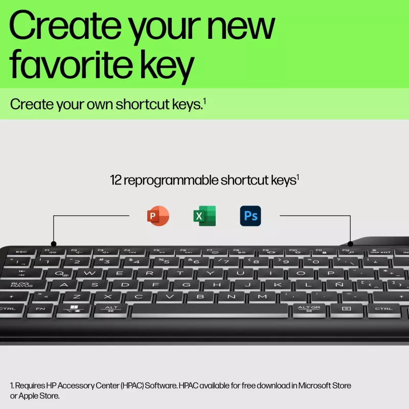 HP 400 podświetlana klawiatura przewodowa, pełnowymiarowa (100%), przewodowa, USB, mechaniczna, QWERTY, czarna