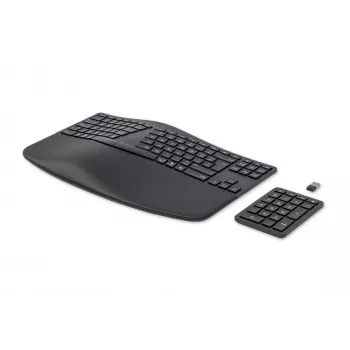 Klawiatura bezprzewodowa ergonomiczna HP 960, pełnowymiarowa (100%), bezprzewodowa, RF + Bluetooth, membranowa, QWERTY, czarna