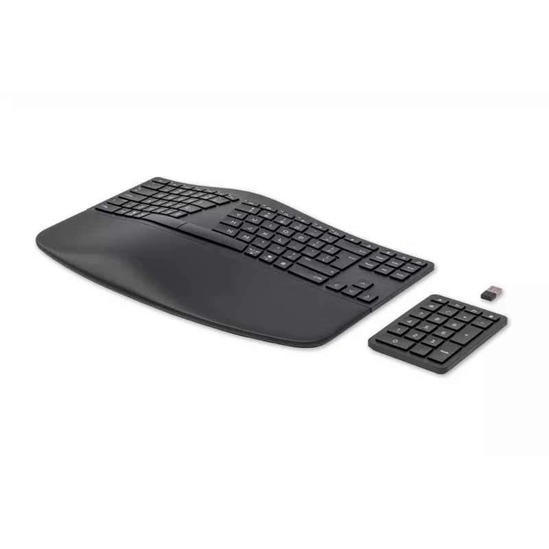 Klawiatura bezprzewodowa ergonomiczna HP 960, pełnowymiarowa (100%), bezprzewodowa, RF + Bluetooth, membranowa, QWERTY, czarna