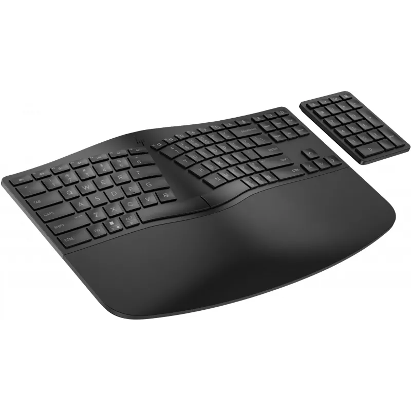 Klawiatura bezprzewodowa ergonomiczna HP 965, pełnowymiarowa (100%), bezprzewodowa, RF + Bluetooth, membranowa, QWERTY, czarna