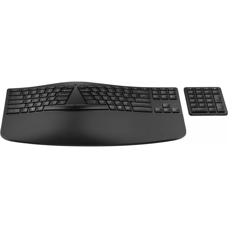 Klawiatura bezprzewodowa ergonomiczna HP 965, pełnowymiarowa (100%), bezprzewodowa, RF + Bluetooth, membranowa, QWERTY, czarna