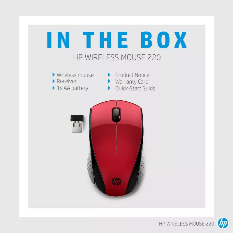 HP Wireless mysz 220 (Sunset czerwony)