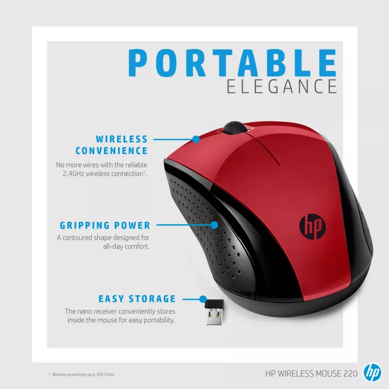HP Wireless mysz 220 (Sunset czerwony)