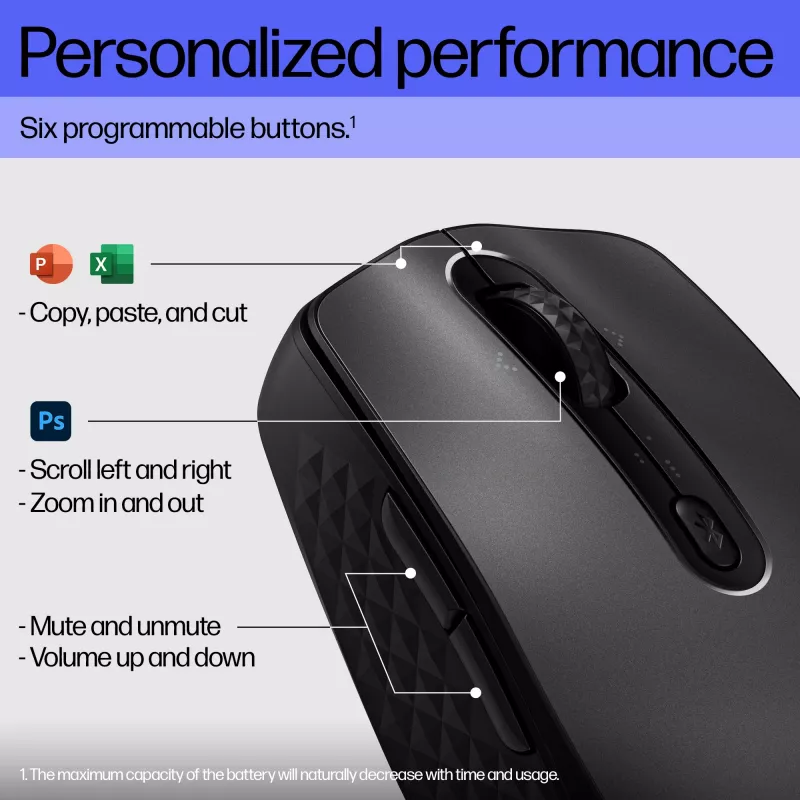 HP 690 Bezprzewodowa mysz ładowalna, symetryczna, Bluetooth, 4000 DPI, czarna