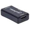 Wzmacniacz AV Manhattan HDMI Repeater 4K@60Hz, 1xHDMI we/wy, pasmo 600 MHz, do 40 m, zasilanie micro‑USB, czarny