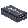 Wzmacniacz AV Manhattan HDMI Repeater 4K@60Hz, 1xHDMI we/wy, pasmo 600 MHz, do 40 m, zasilanie micro‑USB, czarny