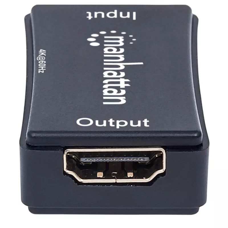 Wzmacniacz AV Manhattan HDMI Repeater 4K@60Hz, 1xHDMI we/wy, pasmo 600 MHz, do 40 m, zasilanie micro‑USB, czarny