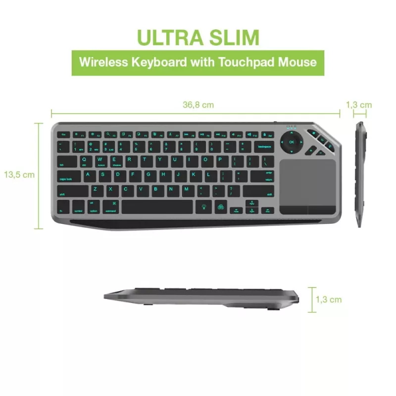 Techly ICTB9801TB klawiatura uniwersalna RF Wireless + Bluetooth QWERTY US English Czarny