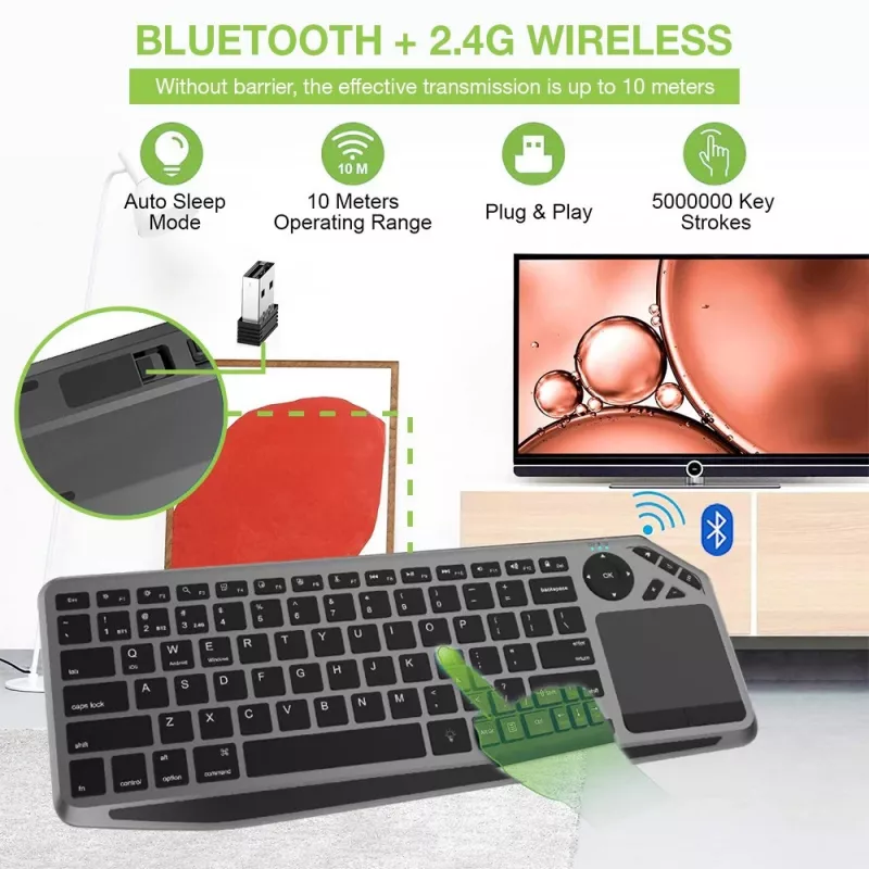 Techly ICTB9801TB klawiatura uniwersalna RF Wireless + Bluetooth QWERTY US English Czarny