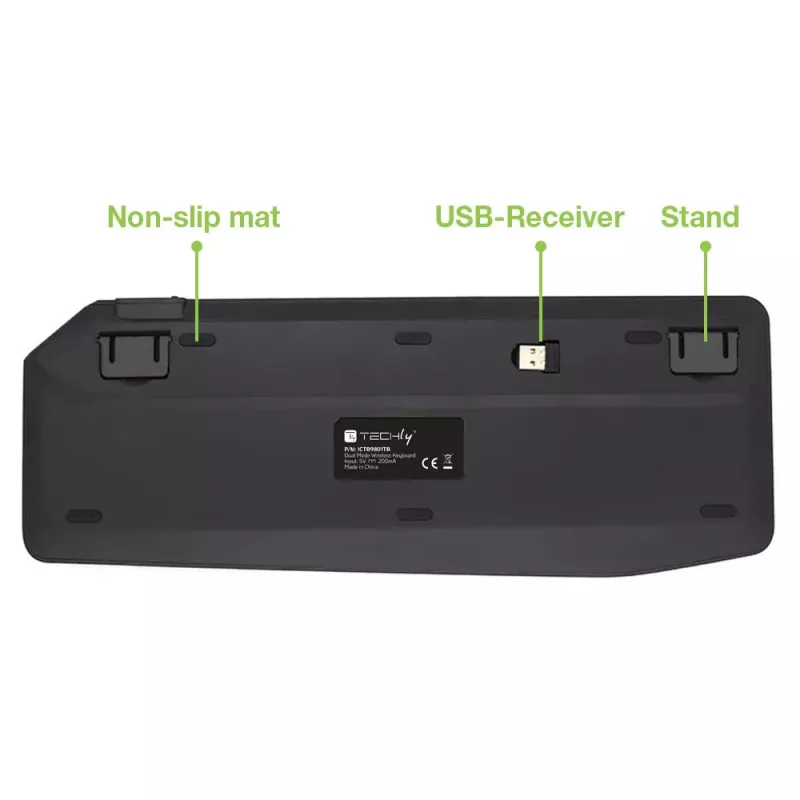 Techly ICTB9801TB klawiatura uniwersalna RF Wireless + Bluetooth QWERTY US English Czarny
