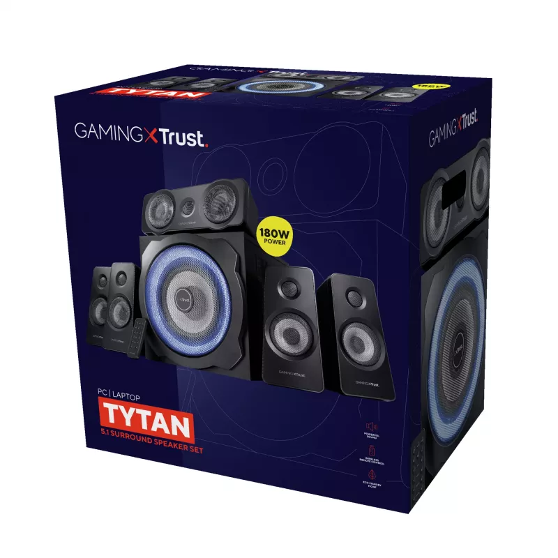 Trust GXT 658 Tytan zestaw głośników 5.1 90 W Uniwersalny Czarny 5.1 kanały