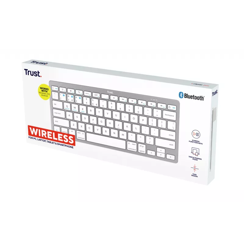 Trust 24651 klawiatura bezprzewodowa QWERTY US English, srebrna