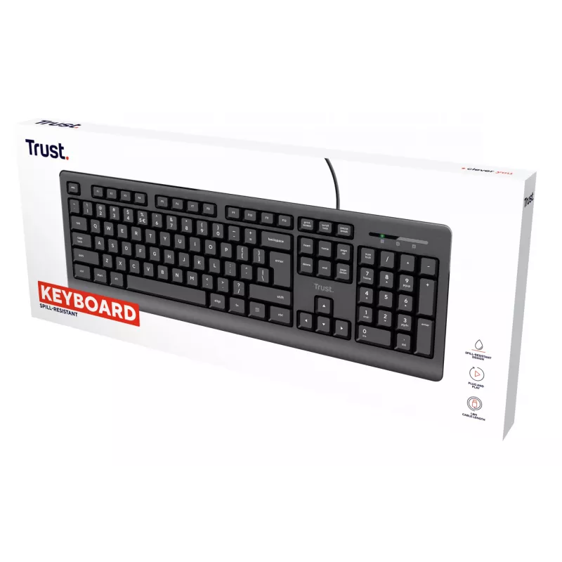 Klawiatura Trust 24639 biurowa USB bez US English czarna