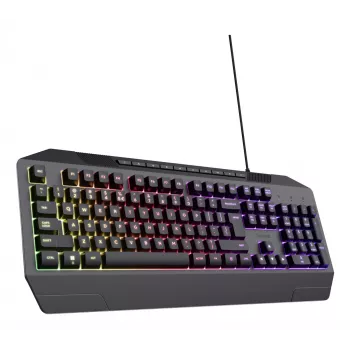 Przewodowa klawiatura gamingowa TRUST GXT 836 Evocx USB QWERTY US English, podświetlenie RGB, podpórka pod nadgarstki, 114 klawiszy, układ 110%