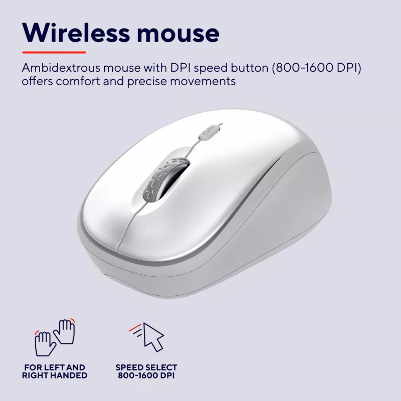 Trust Ody II klawiatura Mysz w zestawie Dom/Biuro RF Wireless QWERTY US English Biały