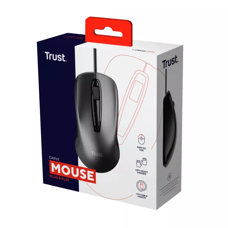 Mysz Trust Carve biurowa symetryczna USB Typ-A optyczna 1200 DPI