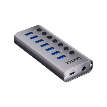 Unitek H1314A01-EU hub USB-A 3.0 5 Gb/s, 7x USB-A 3.0 z przełącznikami