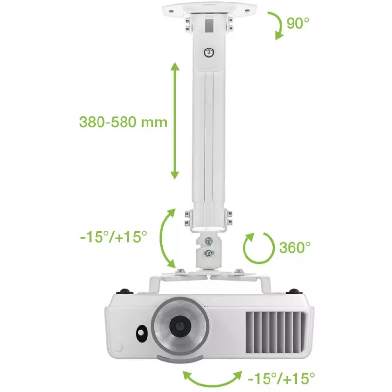 Techly Projektorowy uchwyt sufitowy z przedłużeniem 380-580 mm Srebrny ICA-PM 18S