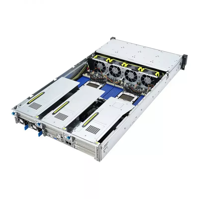 Serwer rack ASUS RS720A-E12-RS24U 2U Socket SP5, obsługa 2x CPU, 24 kieszenie 2,5 cala, 24 gniazda DIMM DDR5, zasilacz 2600W, 10GbE