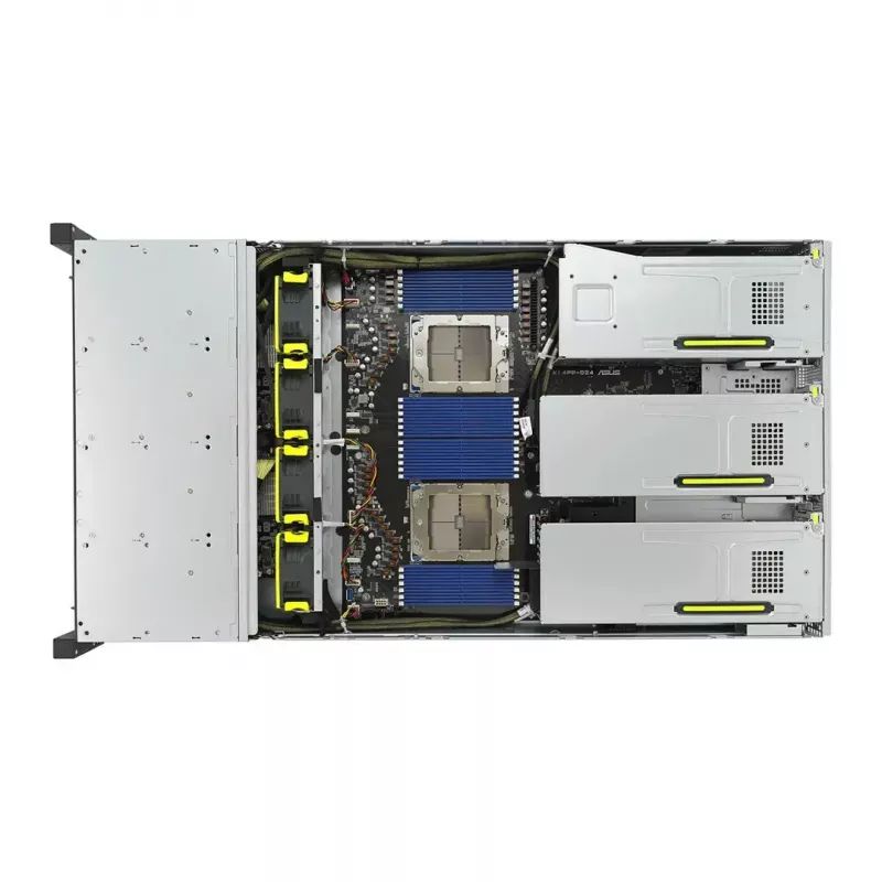 Serwer rack ASUS RS720A-E12-RS24U 2U Socket SP5, obsługa 2x CPU, 24 kieszenie 2,5 cala, 24 gniazda DIMM DDR5, zasilacz 2600W, 10GbE