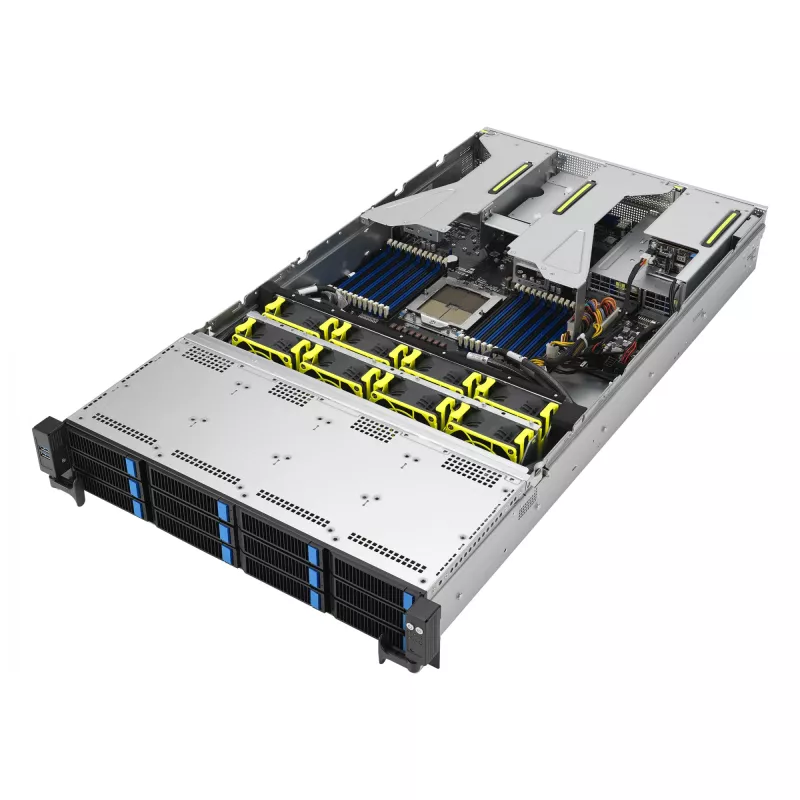 ASUS RS521A-E12-RS12U Socket SP5 Rack (2U) Czarny, srebrny