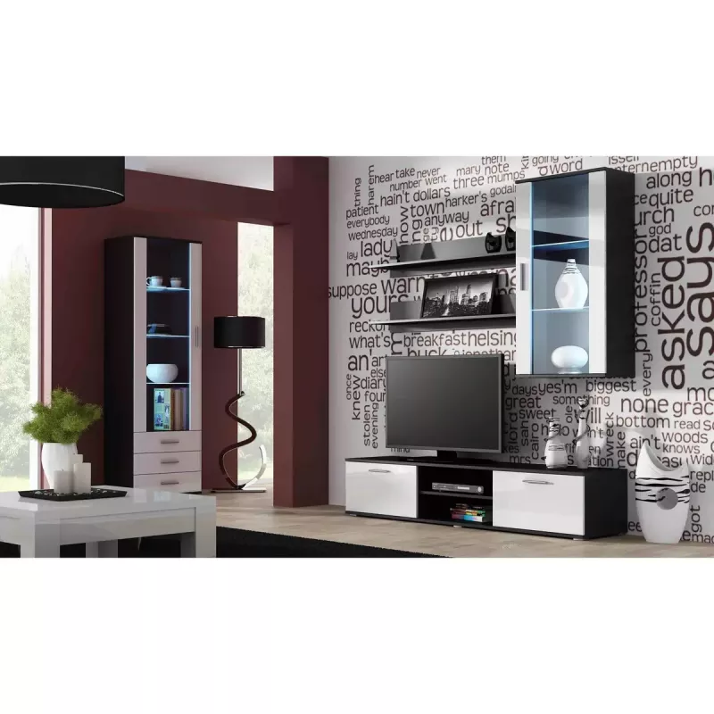 Zestaw półek ściennych wiszących Cama Meble SOHO 1250×200×200 mm, płyta wiórowa, matowa czerń (dwie półki)