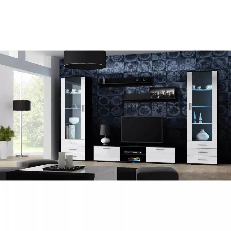 Zestaw półek ściennych wiszących Cama Meble SOHO 1250×200×200 mm, płyta wiórowa, matowa czerń (dwie półki)