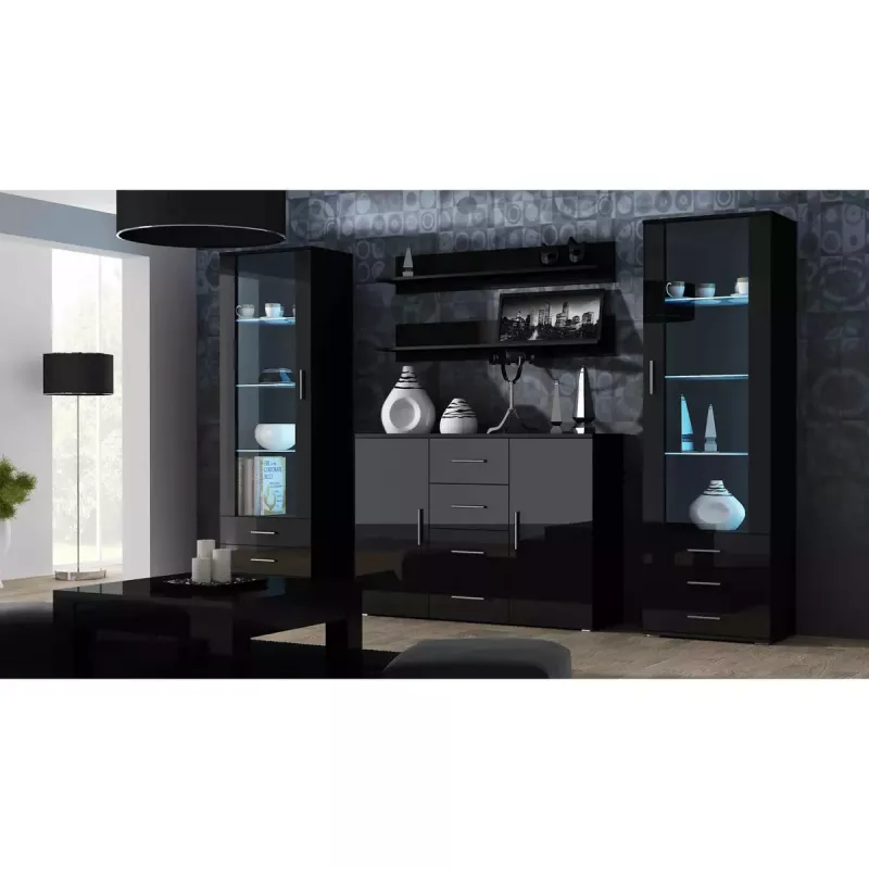 Zestaw półek ściennych wiszących Cama Meble SOHO 1250×200×200 mm, płyta wiórowa, matowa czerń (dwie półki)