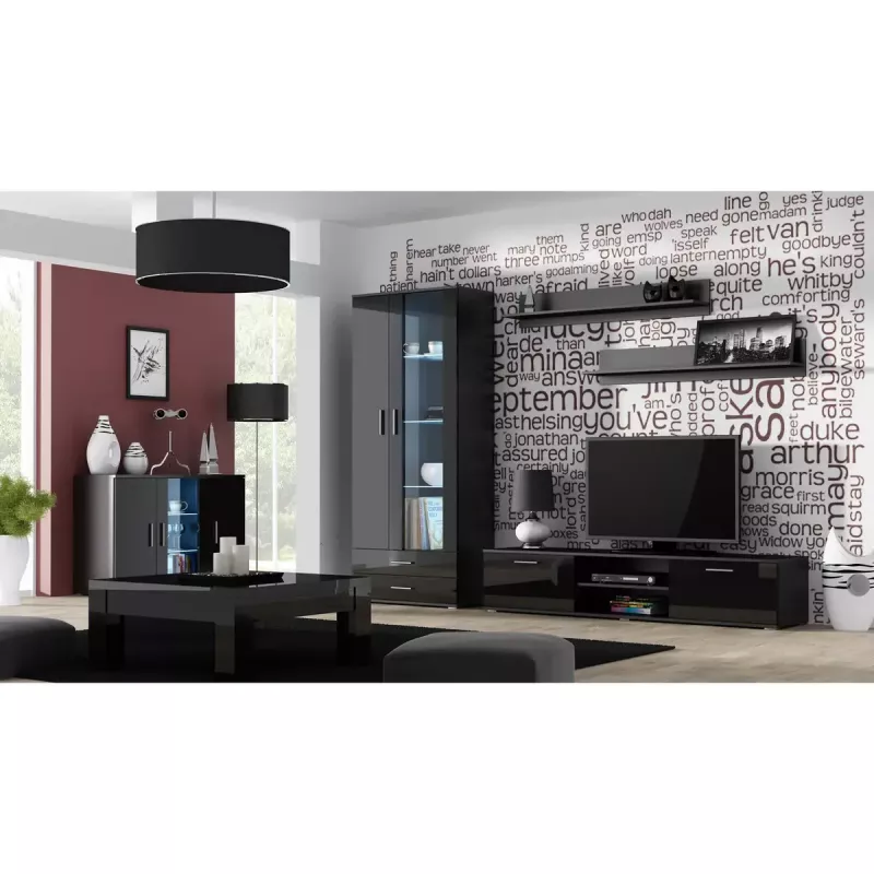 Zestaw półek ściennych wiszących Cama Meble SOHO 1250×200×200 mm, płyta wiórowa, matowa czerń (dwie półki)