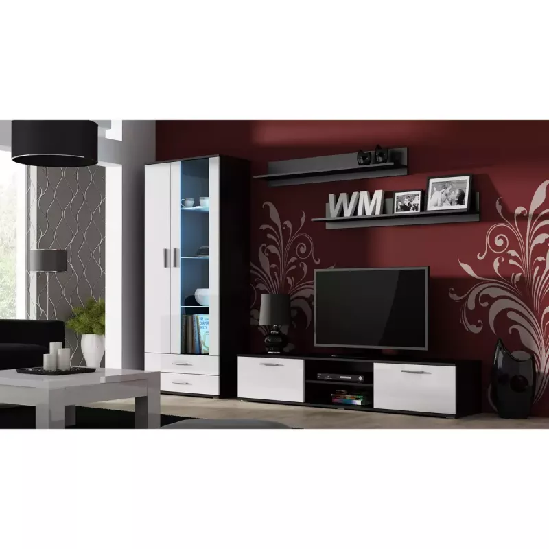 Zestaw półek ściennych wiszących Cama Meble SOHO 1250×200×200 mm, płyta wiórowa, matowa czerń (dwie półki)
