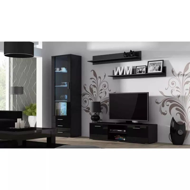 Zestaw półek ściennych wiszących Cama Meble SOHO 1250×200×200 mm, płyta wiórowa, matowa czerń (dwie półki)