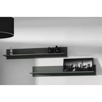 Zestaw półek ściennych wiszących Cama Meble SOHO 1250×200×200 mm, płyta wiórowa, matowa czerń (dwie półki)