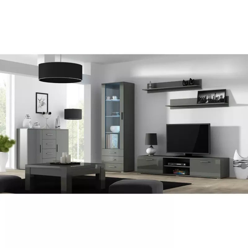 Półka ścienna wisząca zestaw Cama Meble SOHO, 2 półki, 1250×200×200 mm, płyta wiórowa, szary mat