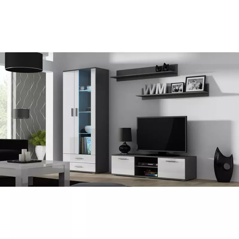 Półka ścienna wisząca zestaw Cama Meble SOHO, 2 półki, 1250×200×200 mm, płyta wiórowa, szary mat
