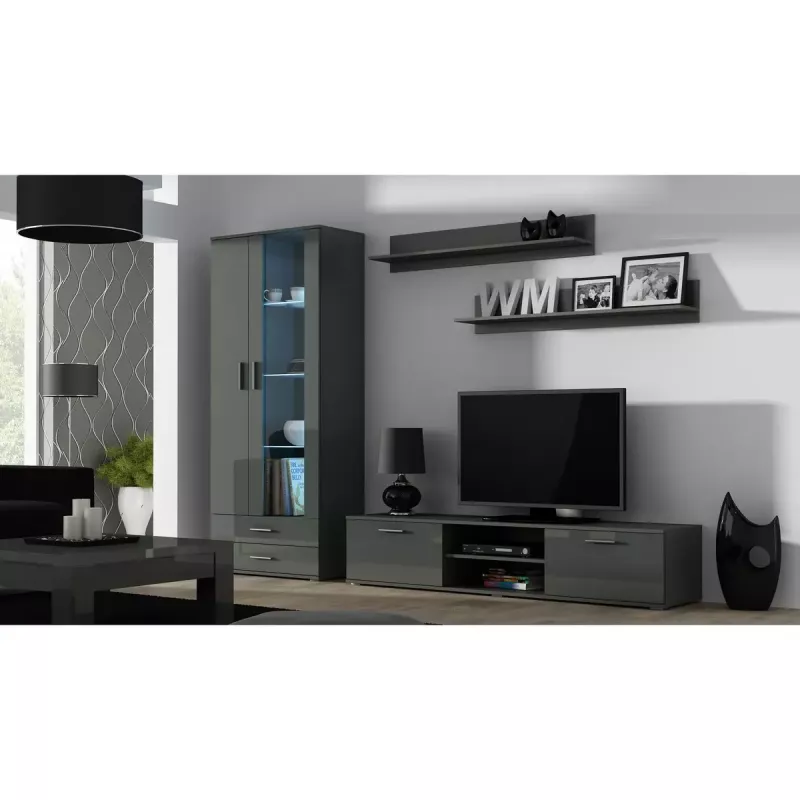 Półka ścienna wisząca zestaw Cama Meble SOHO, 2 półki, 1250×200×200 mm, płyta wiórowa, szary mat