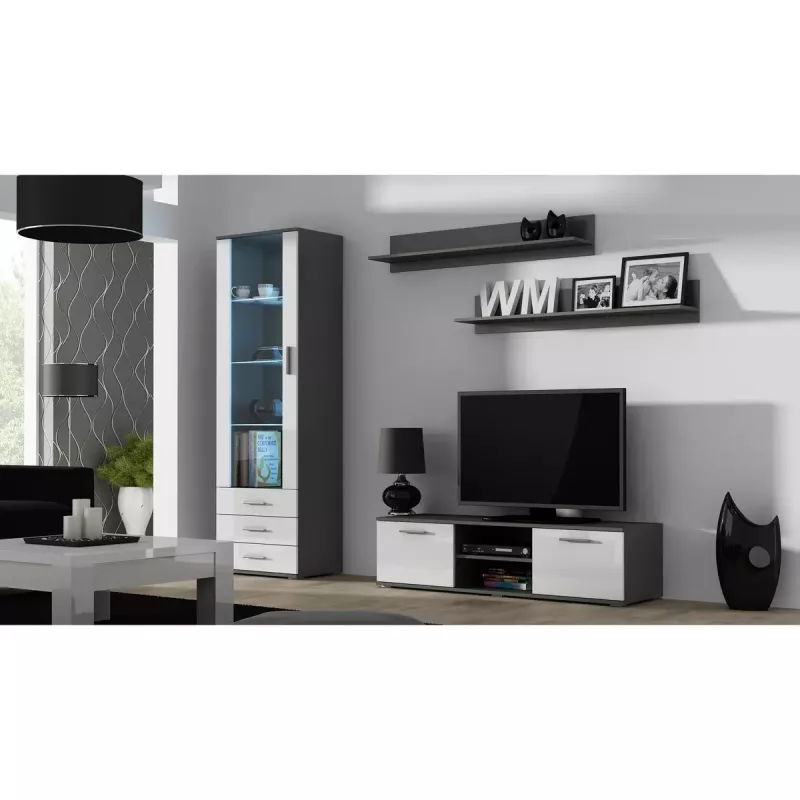 Półka ścienna wisząca zestaw Cama Meble SOHO, 2 półki, 1250×200×200 mm, płyta wiórowa, szary mat