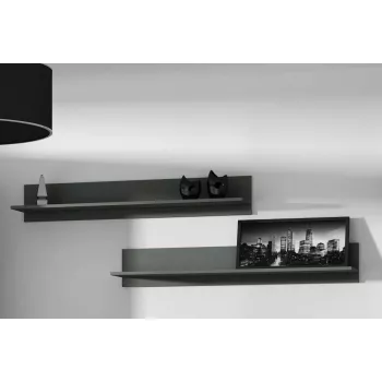 Półka ścienna wisząca zestaw Cama Meble SOHO, 2 półki, 1250×200×200 mm, płyta wiórowa, szary mat