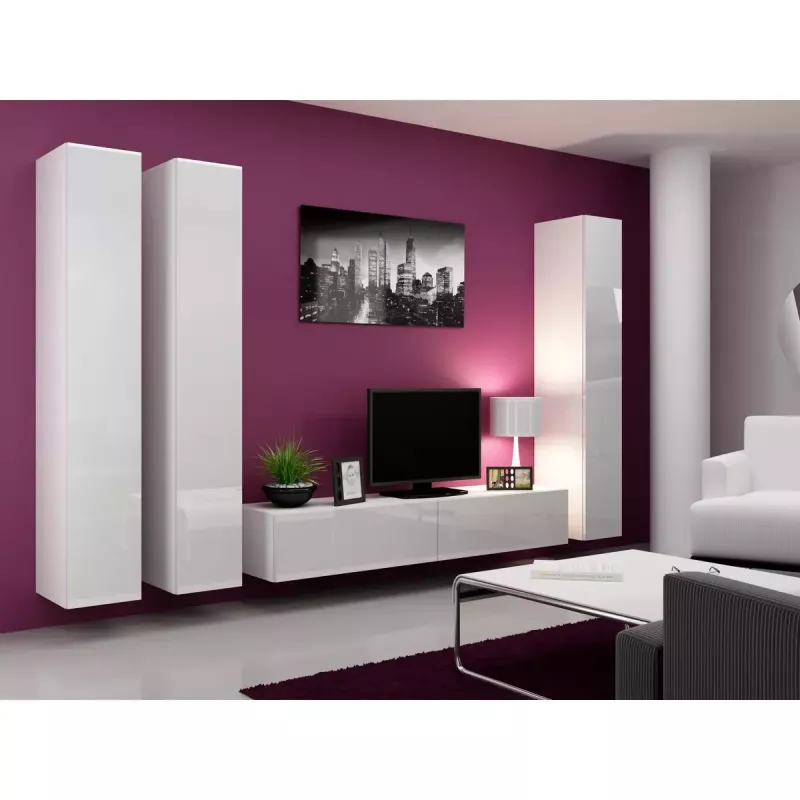 Szafka wisząca cama meble VIGO 180 — 1800×400×300 mm, biały/biały połysk